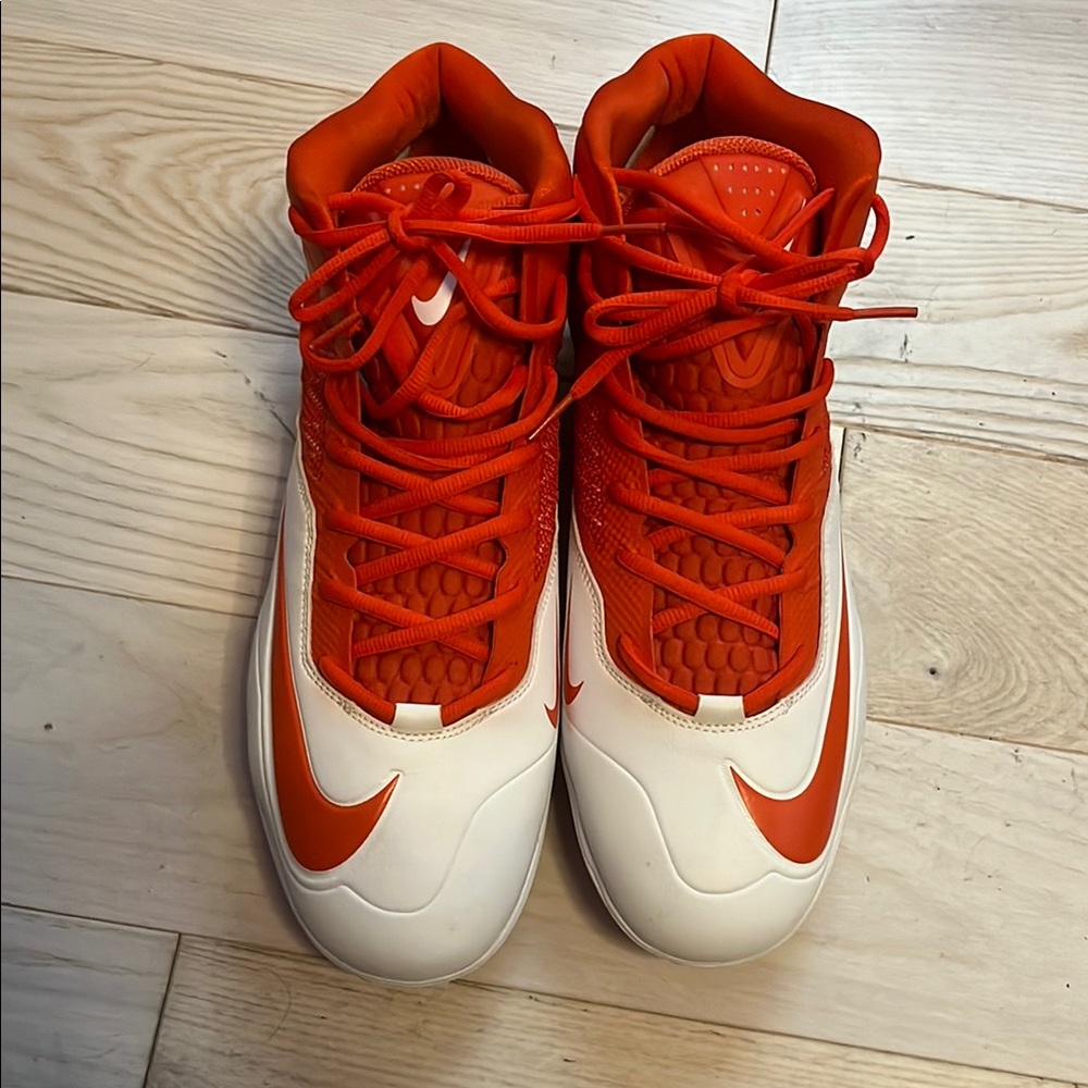 Nike Orange and White High-Top Sneakers
